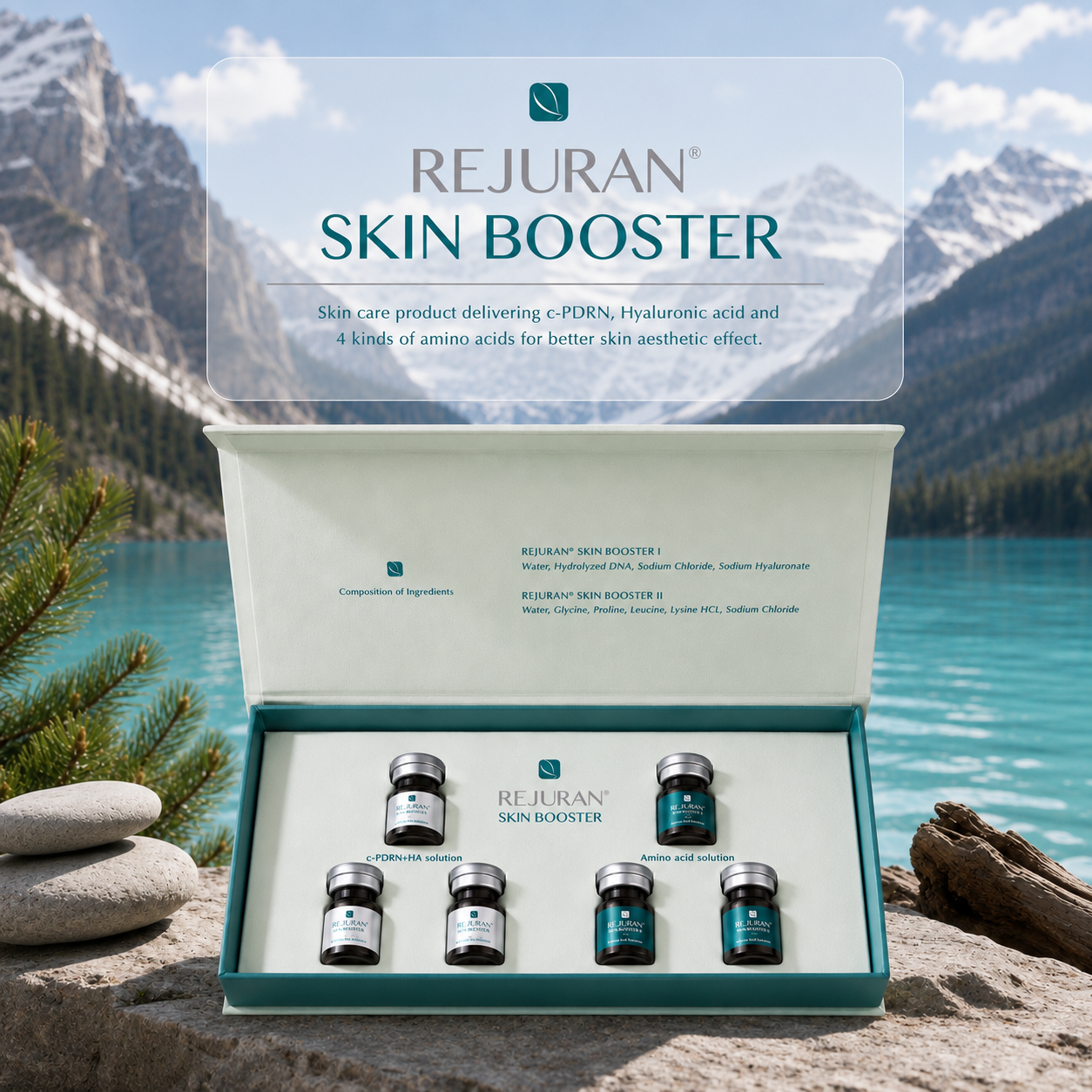 Rejuran 麗珠蘭 Skin Booster 3+3 安瓶 A劑 c-PDRN 玻尿酸與 B劑 胺基酸 共6瓶